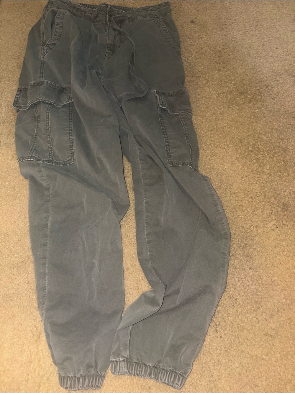 American Eagle Stretch Cargo Pant Joggers Women Size 4 Olive Green Utility